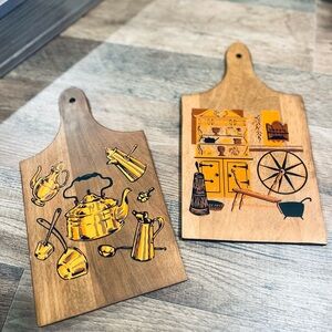 Vintage Mid Century decorative wood cutting boards
